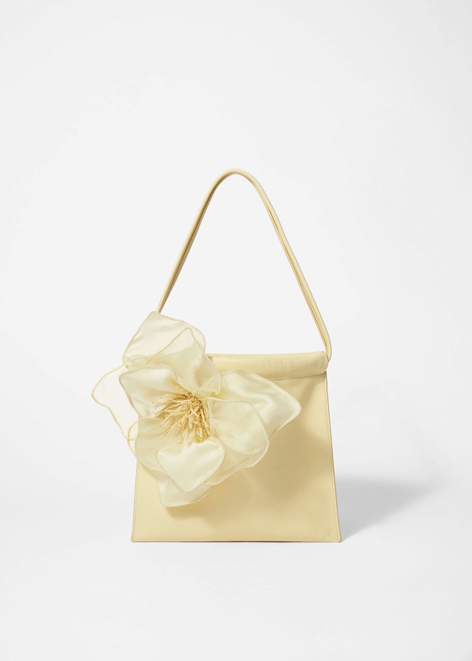 Floral-Appliqué Leather Pouch