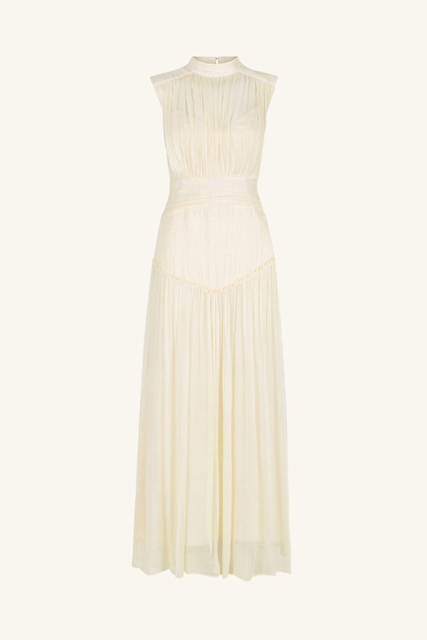 clemence high neck midi dress cream