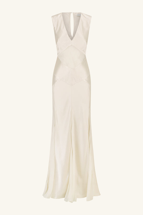 moraya godet maxi dress pearl