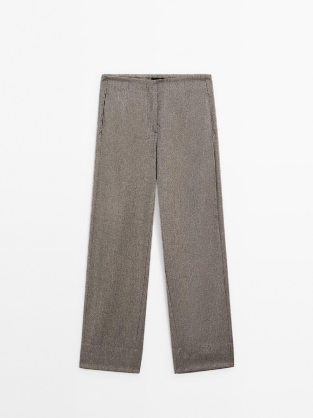 wool straight leg trousers